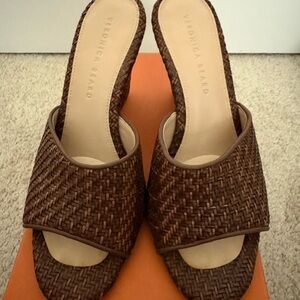 Veronica Beard Chocolate Woven Mules